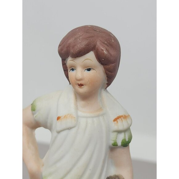 Timeless Vintage Sculpure Ceramic Bisque Victorian Boy Porcelain Figurine - Picture 8 of 11